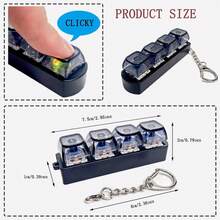 2 piezas Juguete Fidget de teclado, Llavero de teclado LED, Clicker de yema de dedo, Llavero antiestrés, Colgante divertido para niños y niñas, Teclado antiestrés de 4 en 1 blanco y ruidoso para la ansiedad y la descompresión - Negro azabache - Ver 5