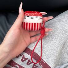 Red Vertical Striped Polka Dot Protective Case For New 4th Generation , 2nd Generation Pro, Women's New Style - Red - View 1