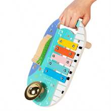 Ensemble de jouets d'instruments de musique en bois pour enfants, xylophone musical en bois, shaker, tambour à main. Convient comme cadeau d'anniversaire ou de Noël pour les garçons et les filles.