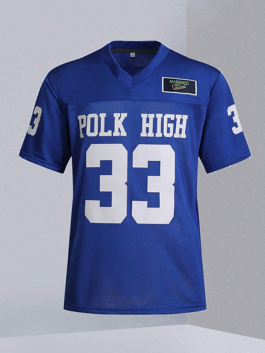 男友款男士美式足球球衣，蓝色，刺绣运动 T 恤 旧金山 87 人队