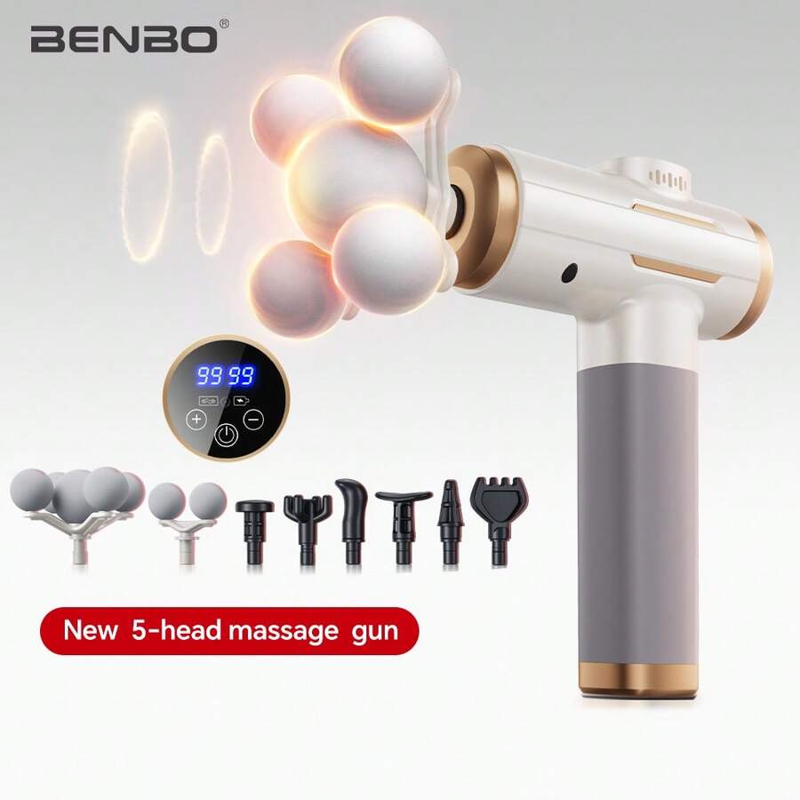 BENBO 按摩槍 配最新升級 5 爪按摩頭，手持深層組織與肌肉敲擊按摩器，適用於腿部、腰部、背部和頸部按摩，有效緩解疼痛。是聖誕節、新年、感恩節和其他節日的絕佳禮物選擇，適合送給朋友或個人使用。