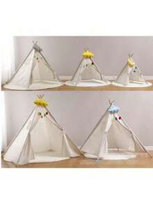 1 pieza Carpa blanca portátil, carpa interior tipo tipi, carpa para acampar al aire libre - Multicolor - Ver 8