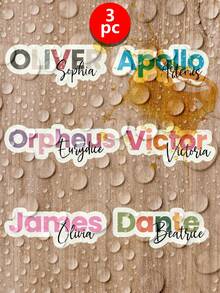 1/3/10pcs Personalized Name Label Stickers, Colorful Cartoon Font Waterproof Text Stickers For Water Bottles And Personal Items - Multicolor - View 22