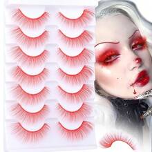 White Lashes Natural Look Eyelashes Halloween White Eyelashes Eye Lashes Band Lashes Halloween Cosplay Lash Extensions Wispy False Lashes Pairs - B-Lông mi Halloween - Xem 2