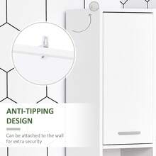 HOMCOM Slim Bathroom Cabinet, Tall Bathroom Storage Cabinet With 2 Doors, Open Compartment And Adjustable Shelves, White - 白色 - 查看 6