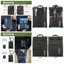 Organizador de Bolsillo Platy, Bolsa de Herramientas EDC Duradera para Hombres, portafolios de Cuello con cordn de Paracord, sostiene Linterna, Multiherramienta, bolgrafo, Cuaderno - Negro - + 12,7 cm x 17,78 cm - Ver 1