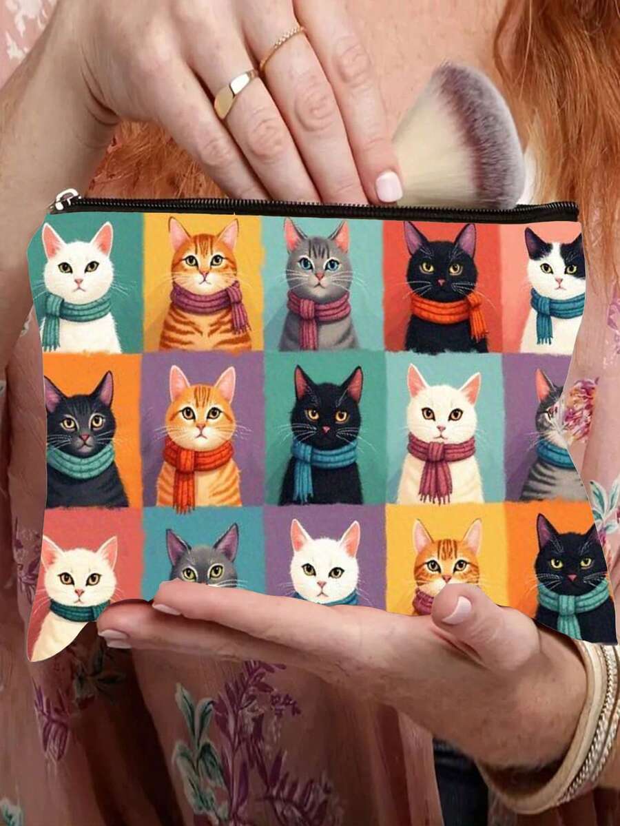 1个可爱猫咪主题化妆包,适合女性、女孩、爱猫人士,拉链设计,方便旅行、收纳化妆品、洗漱用品,是送给青少年、女儿、姐妹的礼物,也适合生日、圣诞节等场合。 - 白色 - 查看 1