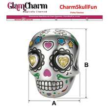 Charm calavera metálica plata S925, MXCKZ-001, chapa de plata, separador, cráneo feliz, bisutería personalizada, accesorio decorativo para pulseras, diseño temático, joyería creativa y original, charm varios estilos y colores - Multicolor - Ver 4