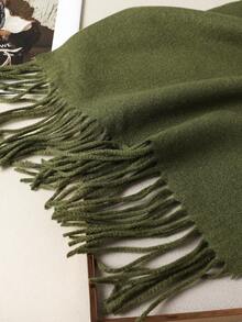 1 chiếc khăn choàng cashmere màu trơn dành cho nữ, kích thước 30*180cm, có tua rua, thoáng khí và mềm mại, phù hợp cho sử dụng hàng ngày, đi chơi và làm quà tặng, dùng được quanh năm, có thể phối cùng váy vào mùa thu/đông. - xanh quân đội - Xem 6
