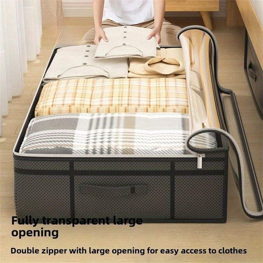 1/2pcs Thick High Capacity Dust-Proof Moisture-Proof Flat Underbed Storage Box, Space-Saving Home Organization - Multicolor - View 1