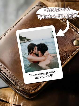 1/2 Customized PVC Card Wallet - Ideal For Long-Distance Relationship Gifts, Couple Romantic Memorabilia, Unique Gifts For Him, Suitable For Valentine's Day, Birthday, Anniversary, Special Occasions. Can Print Photos And Names.