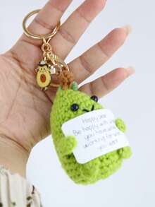 1pc Funny Expression Keychain, Handmade Knitted Plush Doll Pendant, Cute Bag Charm Christmas Gift Bag Charms Car Teacher Friend Sister Gift Ideas