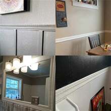 5 Pcs Self Adhesive Waistline Skirting Line Foam Sidebar Ceiling TV Background Wall Frame Anti-Collision Interior Corner Line , Edging Frame Lines Wall Base Ceiling Baseboard Crown Molding Peel And Stick  Wall Edging Foam Flexible Wallpaper Border For Home DIY Furniture Home Decor - 銀灰色 - 查看 3
