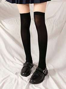 1/2 Pairs Of Women's Spring And Autumn Velvet Stockings Above The Knees, Soft And Comfortable, Hand-Washable, Suitable For Daily Wear - 彩色 - 查看 2