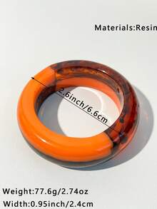 1 pieza Pulsera de resina redonda de la serie naranja talla grande vendida con diseño de teñido anudado, pulsera de brazalete elegante y de moda adecuada para fiestas y regalos - Multicolor - Ver 10