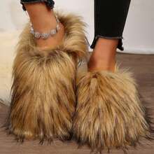 Womens Slippers Fuzzy Short Boots Shoes Bedroom Slippers Autumn Winter Shoes Slippers Cotton Fuzzy Slippers Comfy Faux Fluffy Slippers Soft Comfy Memory Foam Indoor House - 棕色 - 查看 7