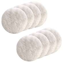- 8 almohadillas para orejas de pulido de lana de 5 pulgadas, almohadillas para orejas suaves para pulir piel de oveja con gancho y bucle trasero almohadilla de corte de lana para muebles, - inicial - Ver 2