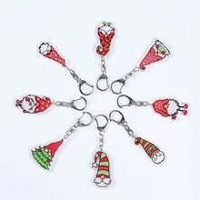8pcs/Set Christmas Dwarf Shaped Acrylic Keychains, Red And Green, Suitable For Hanging Gifts And Decorating Christmas Trees. Suitable For Home Decor, Holiday Supplies, And New Year Celebrations.