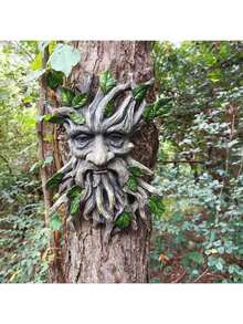 1pc Resin Tree Spirit, Tree , Tree Monster Decoration, Suitable For Halloween, Christmas, Rustic Style Resin Craft For Garden, Yard And Outdoor Space