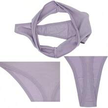 High Waisted Cotton Thongs For Women, Breathable Plus Size Multipack - 黑色*1 白色*1 淺藍色*1 淺紫色*1 粉紅色*1 卡其色*1 - 查看 3