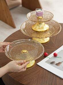 1pc Multi-Size Snack, Candy, Dried Fruit Tray, Wedding Party Holiday Daily Desktop Organizer High Foot Tray, Party Tableware Event Celebration High Foot Tray, Reusable