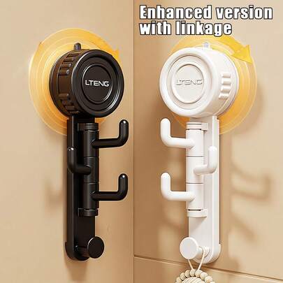 Gancho giratorio multifuncional con ventosa para sujetar lazos de pelo, paraguas, toallas, llaves, bolsas - Diseño de montaje en pared sin taladro, perfecto para baños, cocinas, salas de estar, dormitorios, detrás de puertas, soluciones de organización y almacenamiento en el hogar