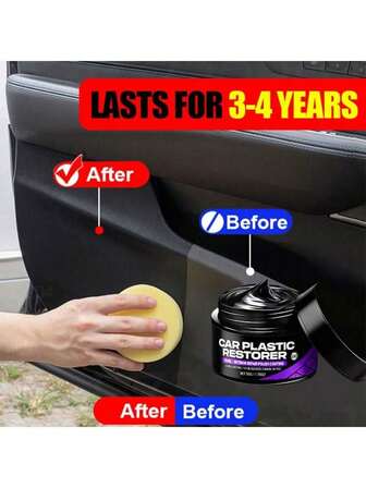 maxxauto All-In-One Car Interior & Exterior Scratch Remover Wax - Plastic Clean & Restorer With Gloss Finish, Tire Protectant & Yellowing Cleaning Repair - Effective Scratch Remover For Vehicles, Vehicle Appearance Enhancer, Glossy Finish Enhancer, Nanocrystal Technology