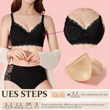 2 Pairs Double-Sided Adhesive Bra Pads, Lightweight Bra Inserts, Lift & Enhance Bust, Waterproof Sticky Bra Pads, Large Size Lift Bra Pads, Thin Pads, 1 Pair Invisible Sticky Cleavage Enhancing Bra Pads, Double-Sided Self-Adhesive Cleavage Pads, Washable & Reusable, Suitable For Swimwear, SPA Wear, Wedding Dresses, Camisoles - Multicolor - View 5