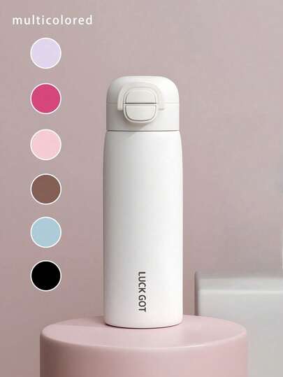 Fashionable Portable Dual Lid Stainless Steel Insulated Water Bottle, Versatile For Outdoor, School, Men And Women