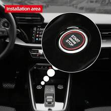 Pegatina de botón de arranque del motor del coche compatible con Audi A3 8Y S3 RS3 Sportback 2021-2025 para el botón de encendido de Alcántara, accesorios de moldura interior (Rojo ante) - Gamuza negra - View 2