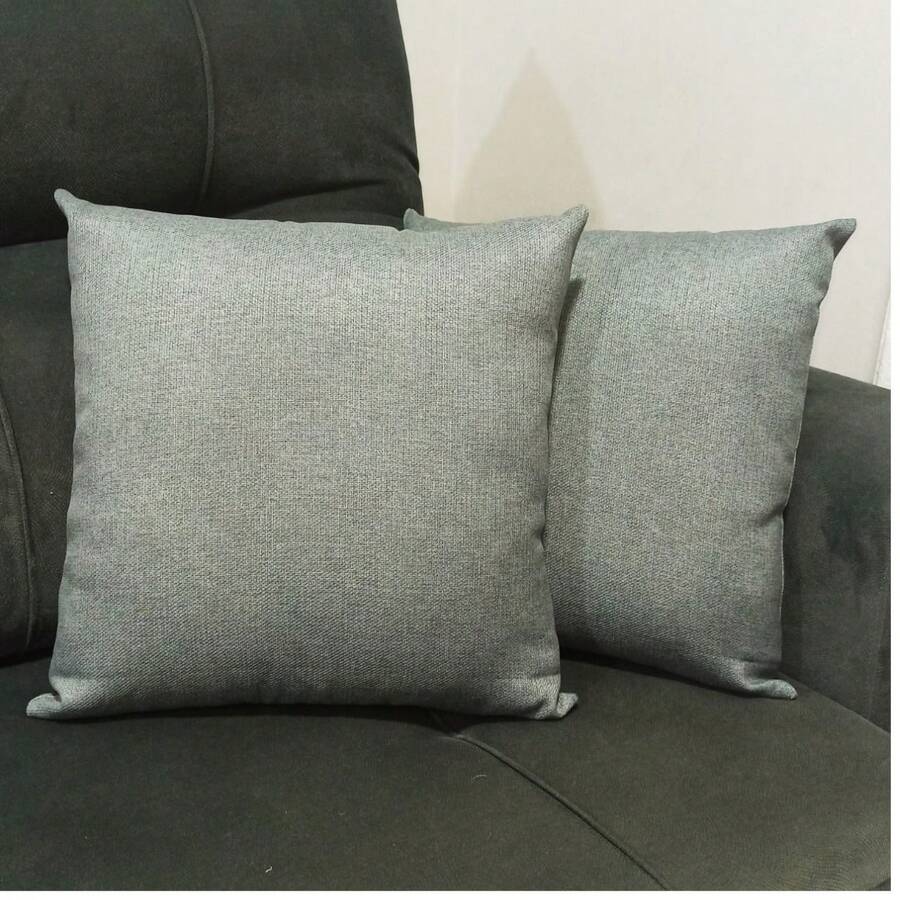 Linen-Filled Cushion With Zipper, Various Colors, 45x45cm With Soft Filling For Sofa, Living Room And Bedroom - Màu xám đen - Xem 1