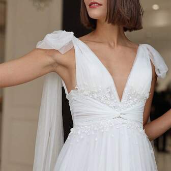 1 Pair Solid Color Mid-Length Bridal Bridesmaid Capelet With Large Bow, Suitable For Wedding, Party, Christmas Decoration, All Seasons