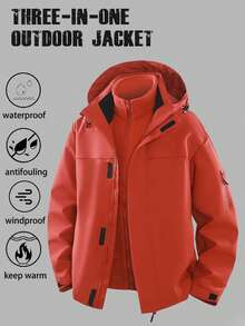 3-In-1 Women Outdoor Windproof Waterproof Warm Jacket - Red - View 2