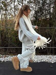 Women's Casual Cute 2 Piece Set Streetwear Y2K Solid Color Knit Sweater Top Pullover Long Sleeves Knitted Pants Matching Set Lougewear Warm Comfortable Daily Wear Back To School Homecoming Fall Winter Going Out Outfits Clothes For Women Christmas Valentine's Day New Year