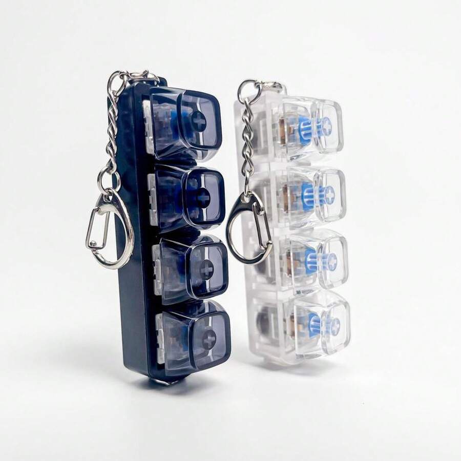 2 piezas Juguete Fidget de teclado, Llavero de teclado LED, Clicker de yema de dedo, Llavero antiestrés, Colgante divertido para niños y niñas, Teclado antiestrés de 4 en 1 blanco y ruidoso para la ansiedad y la descompresión - Negro azabache - Ver 1