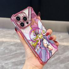 Hochwertige, personalisierte, kreative, luxuriöse, leidenschaftliche Anime-Charakter Angewomon Handyhülle geeignet für iPhone 16, 16E, 15, 14, 13, 12 Mini, 11 Pro Max, X, XR, XSMAX, 8, 7 E Plus mit einem plattierten Rand und transparentem Rücken für Fallschutz