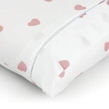 Premium Printed Fitted Sheet Set With Elastic + Pillowcases, 200 Thread Count, Single, Full, Queen And King Sizes, Hypoallergenic - 白色 - 粉紅色心形 - 查看 3