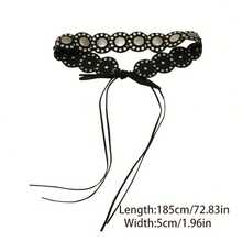 1PC 2025  Vintage Bohemian Unisex Waist Belt, Black Faux Leather With Silver Circular Metal Accents & Tassel Tie Closure, Adjustable Boho - Chic Design, Viral Statement Accessory For Halloween Costumes, Thanksgiving Outfits & Christmas Parties, Elevate Your Retro Festival Looks With This Best - Selling Piece - 黑色 - 查看 3