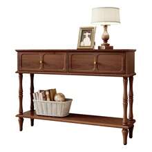 42" Mid Century Console Table, Aged Finish Entryway Table With Storage Shelf For Hallway - màu nâu - Xem 9