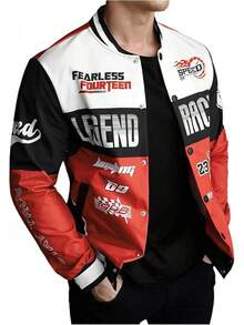 Chaquetas gráficas con botones para hombre de carreras de autos, ropa exterior de motocicleta para hombre, ropa urbana, Navidad 32UW - Rojo Multi - Ver 10