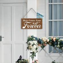 Rustic Wedding Sign Here Comes The Bride, Ring Bearer Sign, Funny Wedding Dr Weddings Stuff Engagement Drations 12x6 Inches (Brown) - 你的永恆來臨 - 查看 3