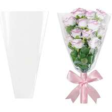 Clear Flower Bags For Bouquets, 100PCS Wrapping Papers 13.8in X 18in, Wrapping Bags, Floral Sleeves For Flouquets Packaging,23941802 - 淺灰紫 - 查看 1