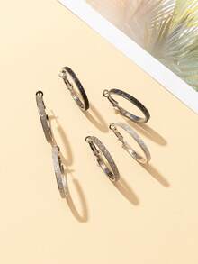 3 pares de pendientes elegantes de uso diario con círculos minimalistas y brillo, para mujeres