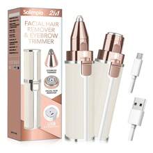 Electric Eyebrow Trimmer,Rechargeable 2 In 1 Facial Hair Trimmer,Portable Lady Shaver Razor For Lip,Facial Body Hair Removal Tool Daily,Mother's Day Gift - White - View 9