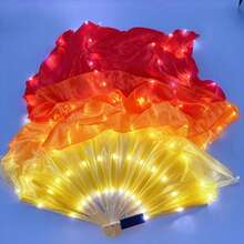 LED Luminous Fan 1.5M | Blue White Gradient Soft Wire Light String | Battery Free | Belly Dance Stage Party Wedding Performance Props - Luminous Silk Fan - View 15