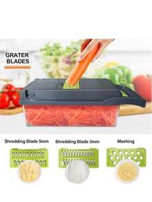 14 In 1 Multifunctional Vegetable Chopper, Garlic Chopper, Onion Potato Grater,Vegetable Cutting Machine,Kitchen Accessories Utensils - màu xanh lá - Xem 5
