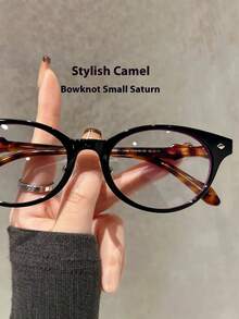 Women's Fashion Korean Retro Bow & Mini Planet Decor Clear Lens Glasses - Clear - View 8