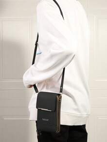 Billetera para mujer con bolsa para teléfono móvil con pantalla táctil, mini bolso bandolera para mujer, bolso para mujer, portátil, ligero, duradero, elegante para el hogar y viajes - Negro - Ver 3