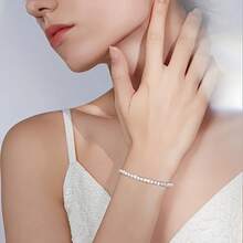 Luxury 5mm Moissanite Tennis Bracelet - Brilliant Cut, Moissanite Arrangement Design - Elegant Style, Suitable For Women, Ideal For Weddings, Birthdays, Anniversaries, New Year Gifts, Mother's Day Gifts, Christmas Gifts, Anniversaries, Holiday Accessories, Bohemian Style, High Craftsmanship, High-Quality Gemstones, Sparkling Jewelry, Bridal Jewelry, Women's Fashion - 8吋 - 查看 4