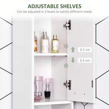HOMCOM Slim Bathroom Cabinet, Tall Bathroom Storage Cabinet With 2 Doors, Open Compartment And Adjustable Shelves, White - 白色 - 查看 5